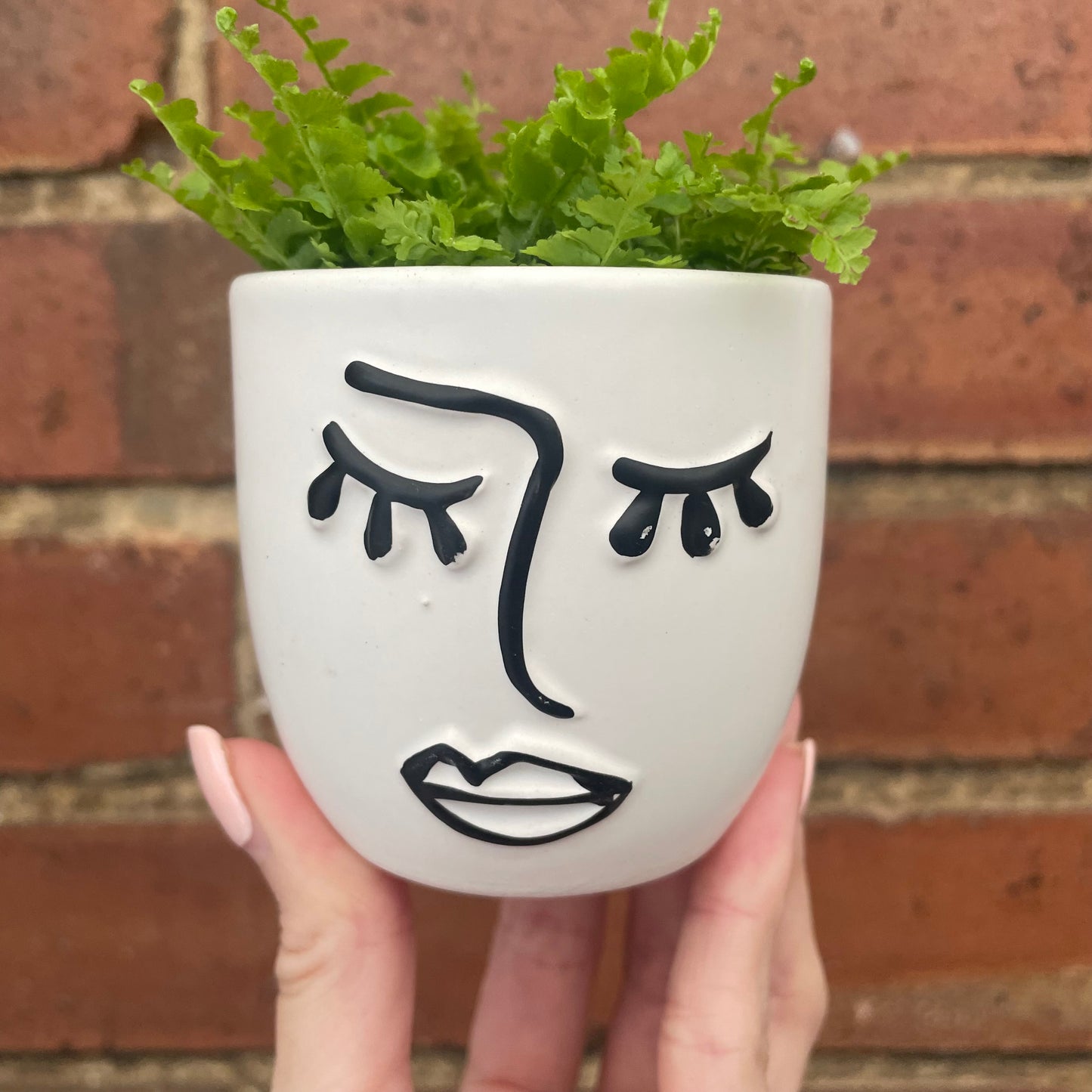 Abstract Ceramic Face Plant Pot- 7cm