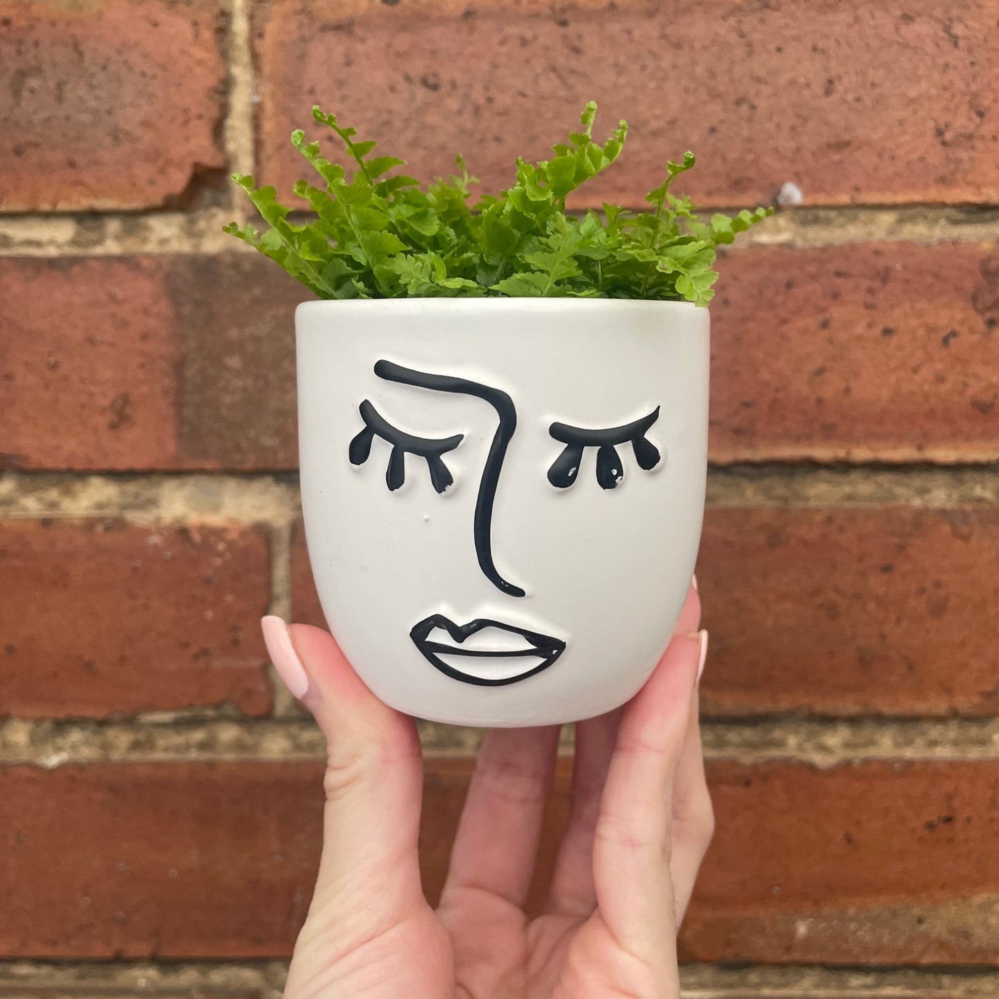 Abstract Ceramic Face Plant Pot- 7cm