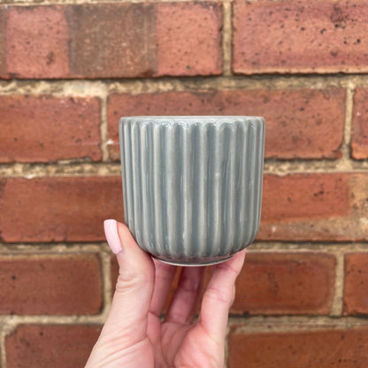 Ridged Design Grey Mini Plant Pot-7cm